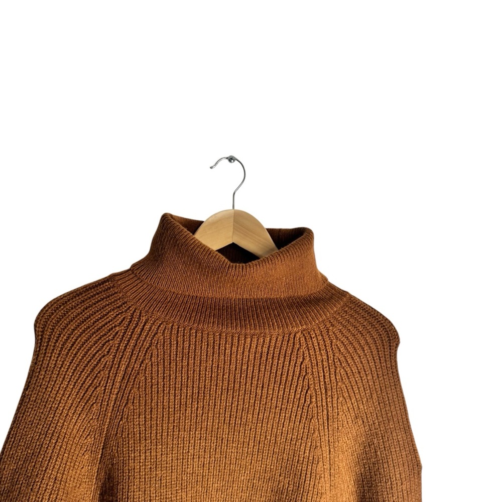Anthropologie Ribbed Knit Poncho Turtleneck Sweater Layering Brown Women's OS - Picture 6 of 9